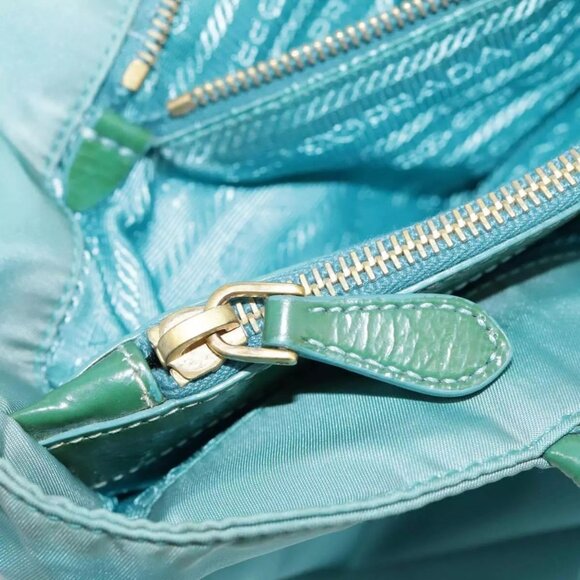 PRADA Tote Bag Nylon Blue Gold Auth - Picture 12 of 15